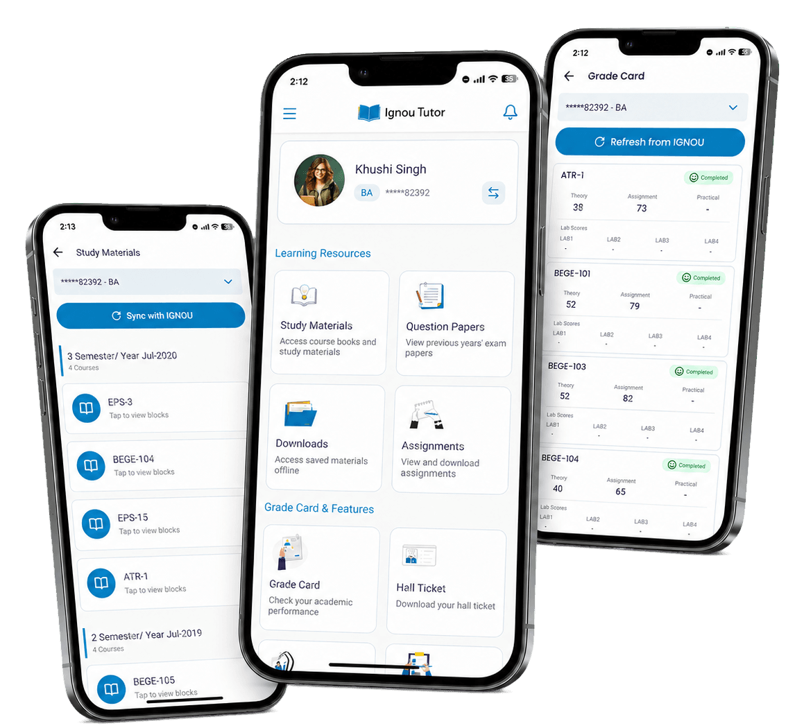IGNOU Tutor App Interface