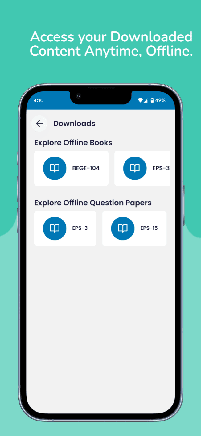 IGNOU Tutor offline access - Download and access study materials and question papers offline, view downloaded content anytime without internet
